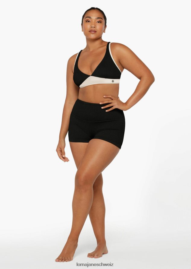 Bekleidung 202X421 Frauen Schwarz Lorna Jane Gewellte Badeshorts im Urlaubs-Hype
