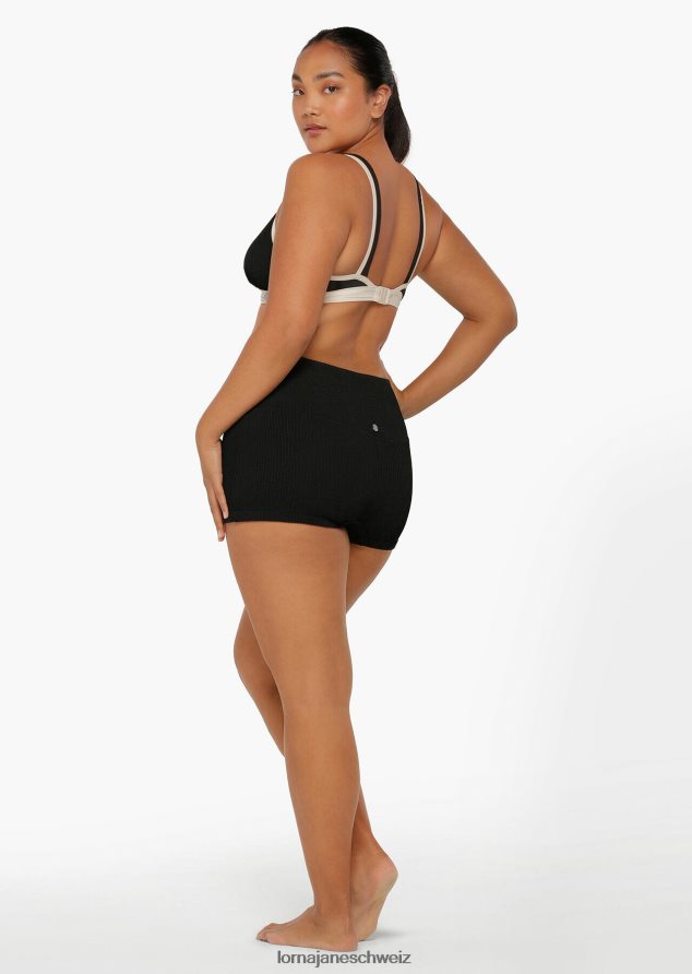 Bekleidung 202X421 Frauen Schwarz Lorna Jane Gewellte Badeshorts im Urlaubs-Hype