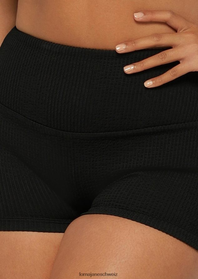 Bekleidung 202X421 Frauen Schwarz Lorna Jane Gewellte Badeshorts im Urlaubs-Hype