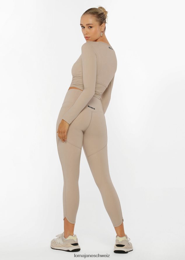 Bekleidung 202X168 Frauen cremefarben Lorna Jane Hochgefaltete Booty-Knöchelbeißer-Leggings
