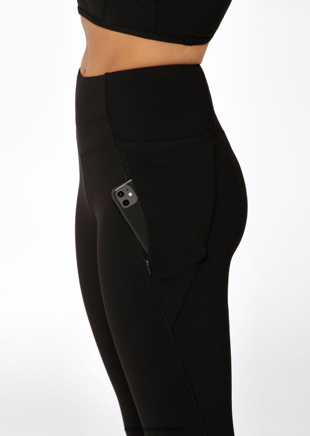 Bekleidung 202X174 Frauen Schwarz Lorna Jane Reißverschlusstasche, recycelte Leggings mit Bauchunterstützung und Knöchelbeißer