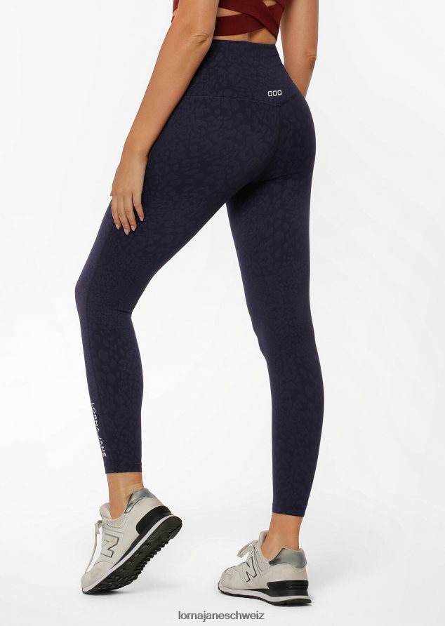 Bekleidung 202X257 Frauen französischer Marineleopard Lorna Jane LJ Cloud Lotus No Chafe Leggings in voller Länge
