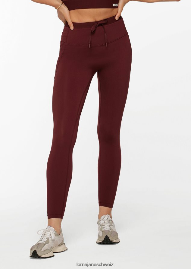 Bekleidung 202X25 Frauen kastanienbraun Lorna Jane Keep Up Multi-Pocket-No-Ride-Knöchelbeißer-Leggings