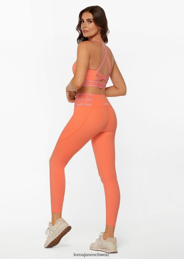 Bekleidung 202X266 Frauen Sonnenuntergang orange Lorna Jane Hochwertige Knöchelbeißer-Leggings mit Handytasche