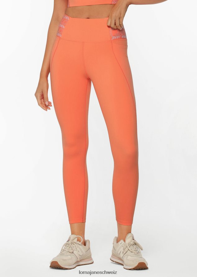 Bekleidung 202X266 Frauen Sonnenuntergang orange Lorna Jane Hochwertige Knöchelbeißer-Leggings mit Handytasche