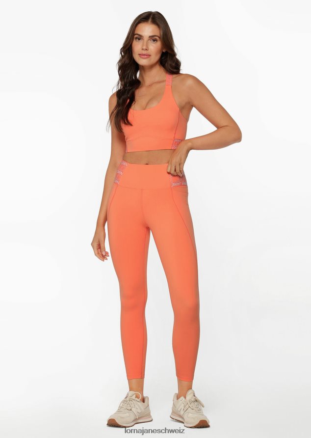 Bekleidung 202X266 Frauen Sonnenuntergang orange Lorna Jane Hochwertige Knöchelbeißer-Leggings mit Handytasche