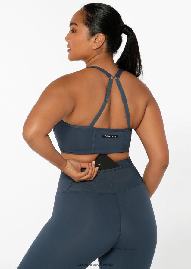 Bekleidung 202X306 Frauen blasses Indigo Lorna Jane Knöchelbeißer-Leggings mit Netz-Handytasche