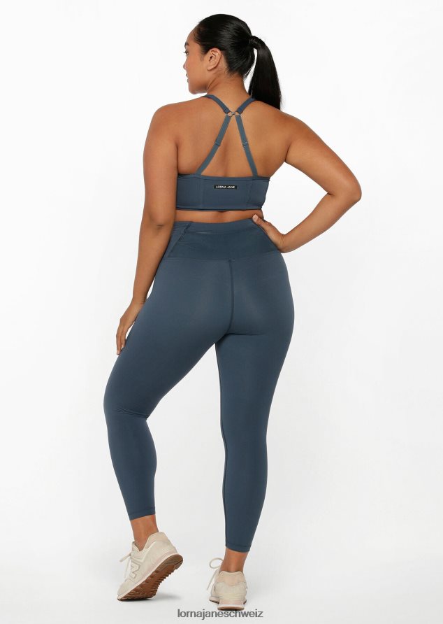 Bekleidung 202X306 Frauen blasses Indigo Lorna Jane Knöchelbeißer-Leggings mit Netz-Handytasche