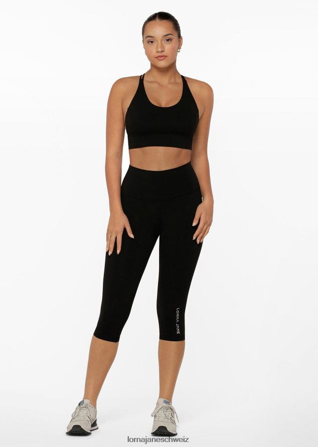 Bekleidung 202X443 Frauen Schwarz Lorna Jane hochgefaltete Lotus-3/4-Leggings