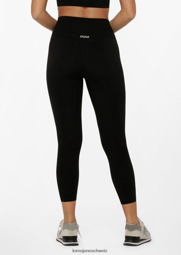 Bekleidung 202X445 Frauen Schwarz Lorna Jane Hochgefaltete Lotus-Knöchelbeißer-Leggings
