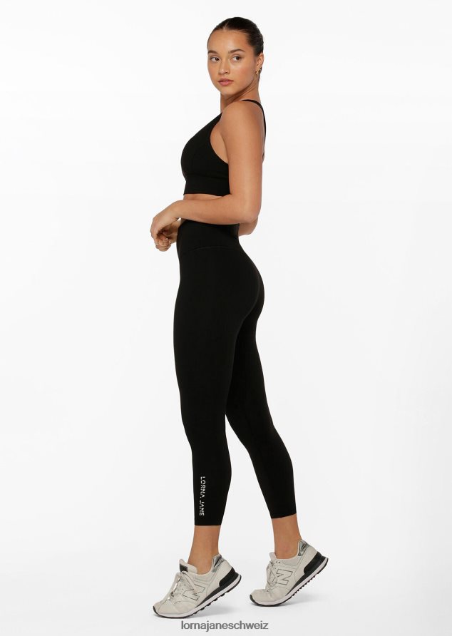 Bekleidung 202X445 Frauen Schwarz Lorna Jane Hochgefaltete Lotus-Knöchelbeißer-Leggings