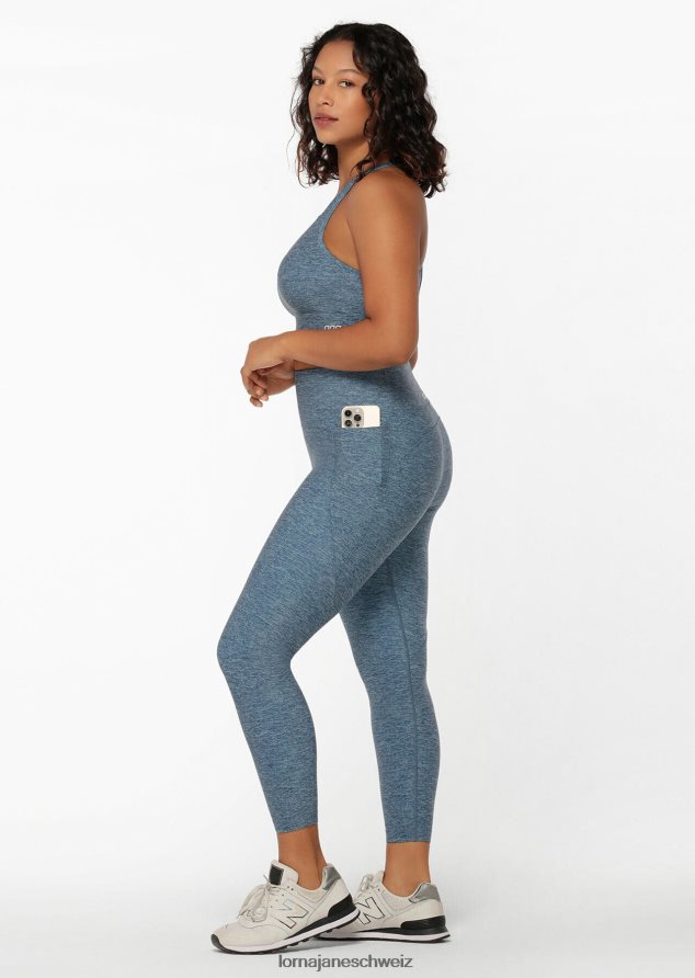 Bekleidung 202X475 Frauen verwaschener blauer Mergeldruck Lorna Jane Knöchelbeißer-Leggings mit Handytasche von Amy