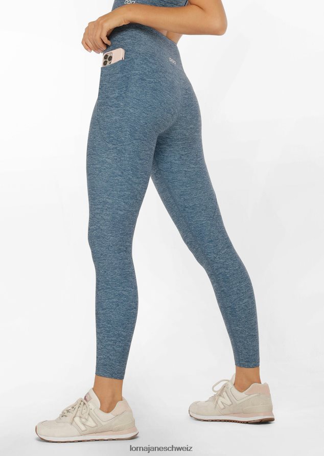 Bekleidung 202X475 Frauen verwaschener blauer Mergeldruck Lorna Jane Knöchelbeißer-Leggings mit Handytasche von Amy