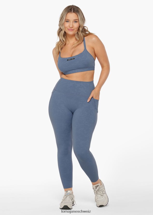 Bekleidung 202X85 Frauen neblig blau gewaschen Lorna Jane Hochfaltbare No-Ride-Knöchelbeißer-Leggings