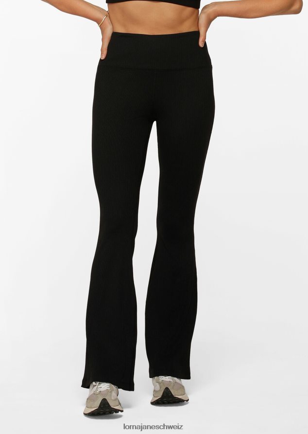 Bekleidung 202X117 Frauen Schwarz Lorna Jane Gerippte Retro-Schlaghosen