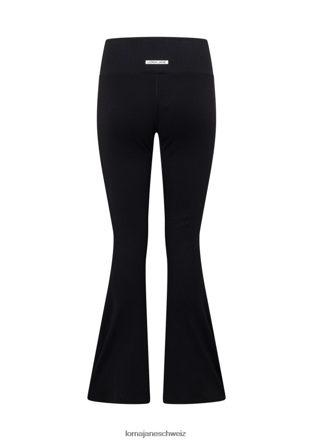 Bekleidung 202X117 Frauen Schwarz Lorna Jane Gerippte Retro-Schlaghosen