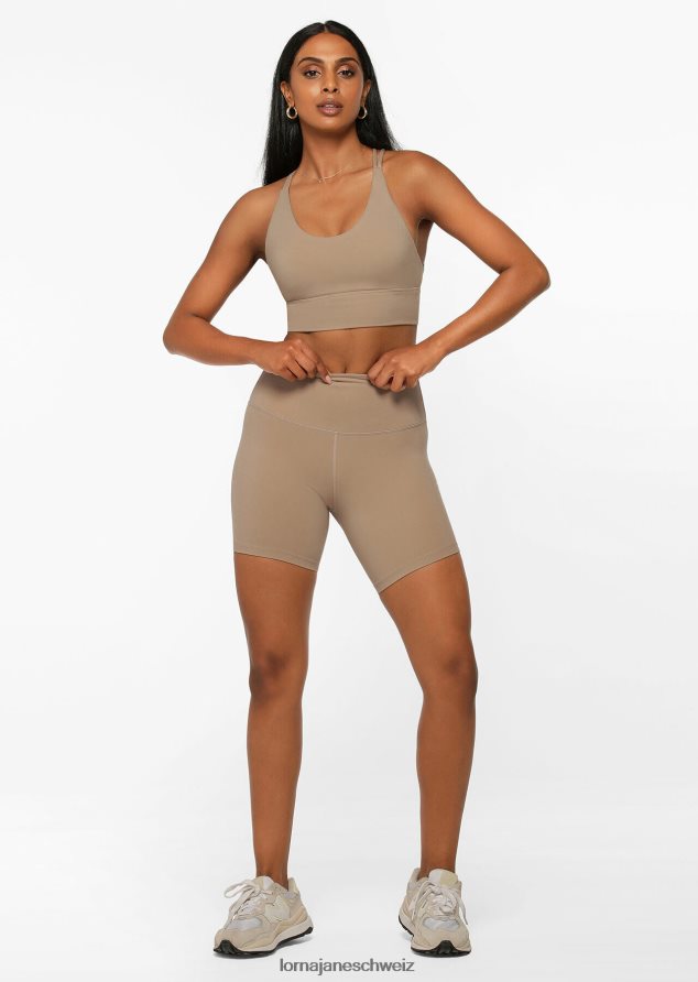 Bekleidung 202X110 Frauen dunkles gebrochenes Weiß Lorna Jane Lotus No Chafe 16cm Fahrradshorts