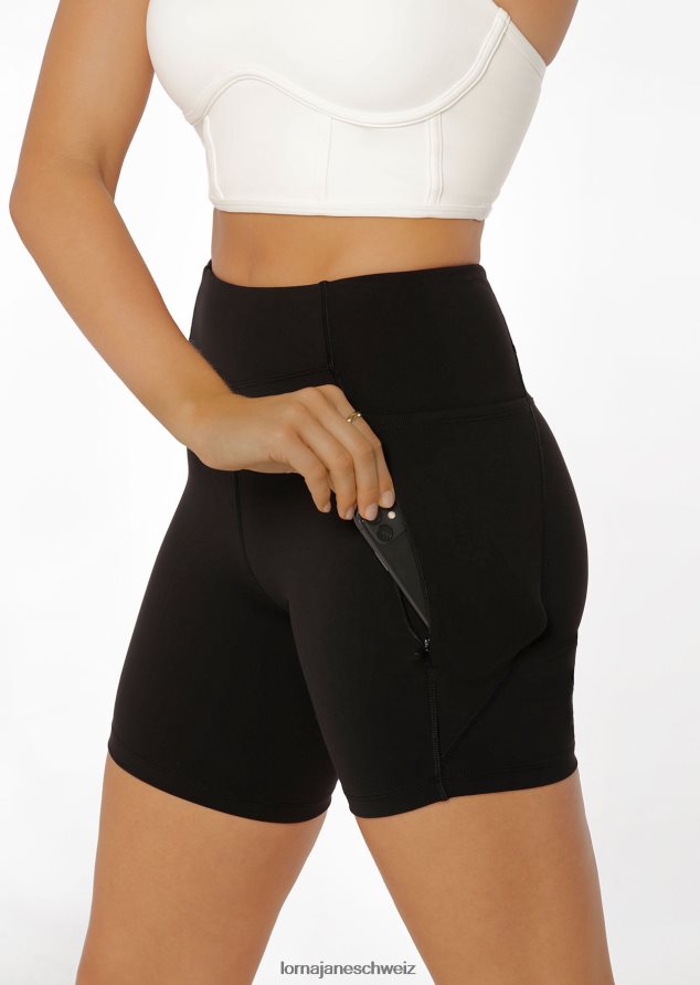 Bekleidung 202X162 Frauen Schwarz Lorna Jane Reißverschlusstasche, recycelte Bauchstütze, 16 cm lange Radhose
