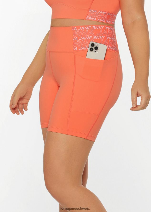 Bekleidung 202X274 Frauen Sonnenuntergang orange Lorna Jane Hochwertige Handy-Pocket-Bike-Shorts