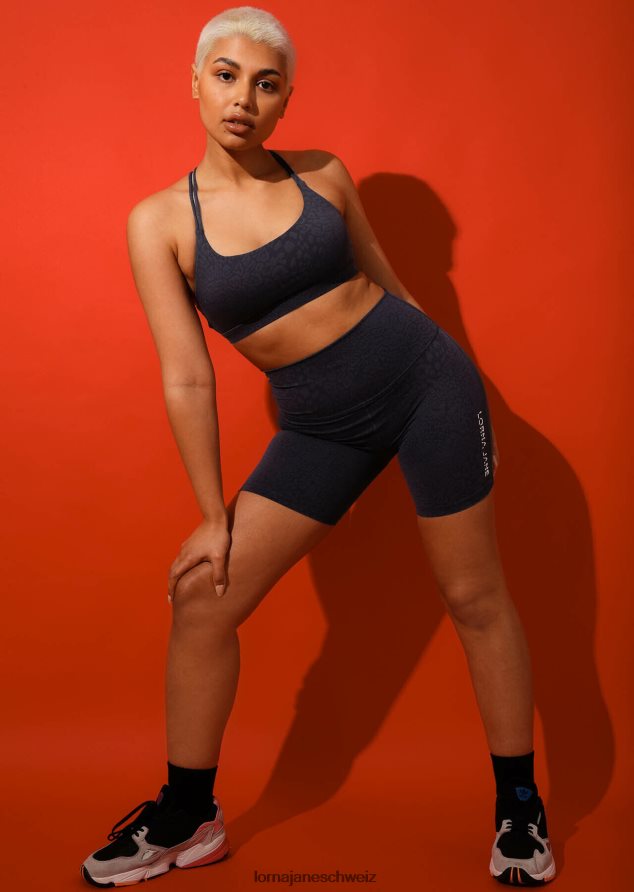 Bekleidung 202X286 Frauen französischer Marineleopard Lorna Jane LJ Cloud No Chafe Fahrradshorts