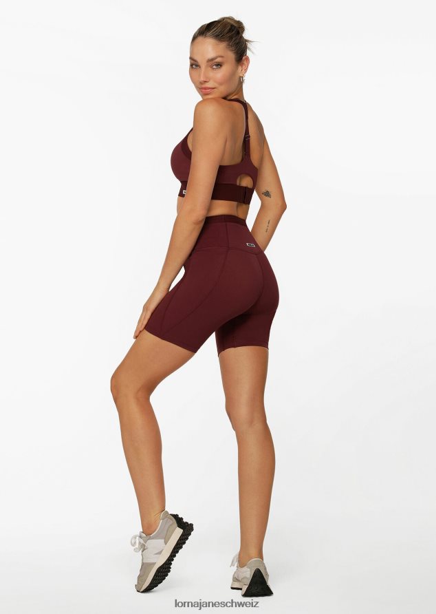 Bekleidung 202X37 Frauen kastanienbraun Lorna Jane Halten Sie mehrere Taschen bereit, ohne Fahrradshorts fahren zu müssen