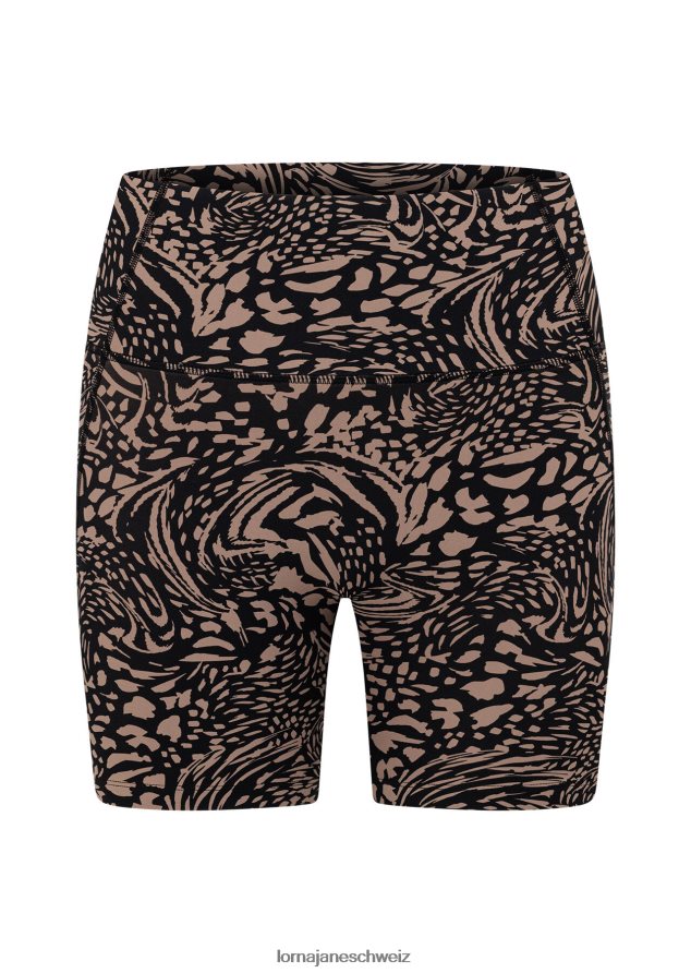 Bekleidung 202X65 Frauen neutraler abstrakter Druck Lorna Jane Oasis Hi-Fold No Ride Pocket Bike Short