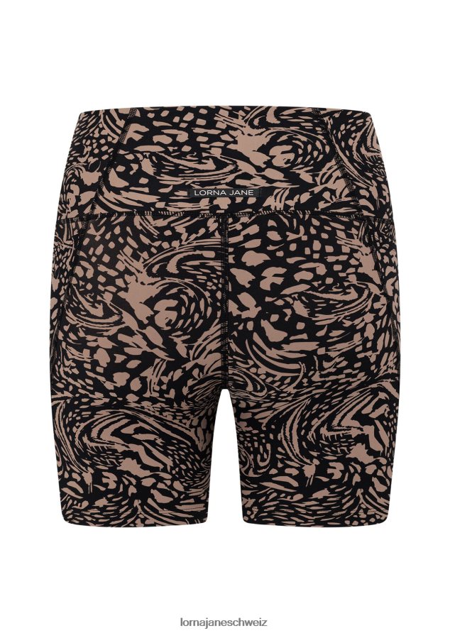 Bekleidung 202X65 Frauen neutraler abstrakter Druck Lorna Jane Oasis Hi-Fold No Ride Pocket Bike Short