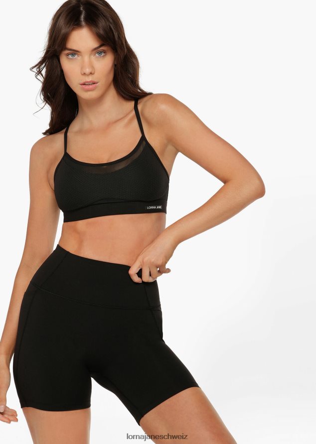 Bekleidung 202X86 Frauen Schwarz Lorna Jane Hochgefaltete No-Ride-Fahrradshorts aus recyceltem Material