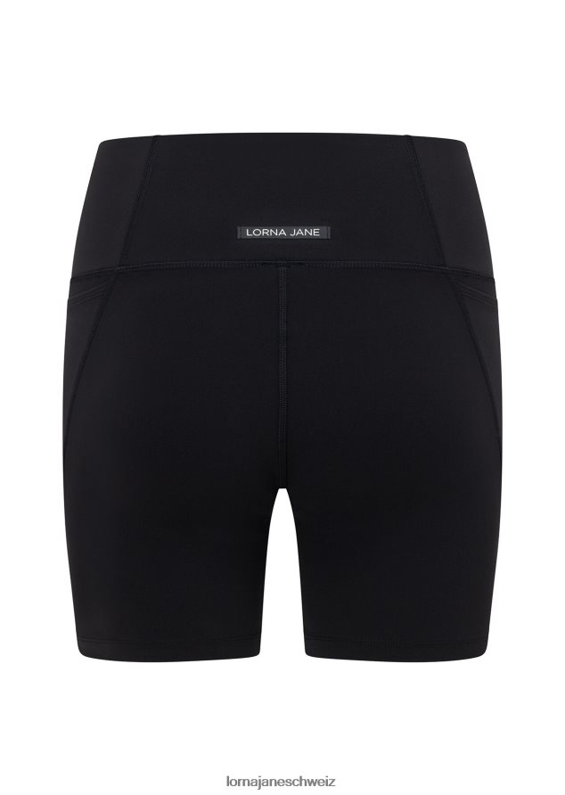 Bekleidung 202X86 Frauen Schwarz Lorna Jane Hochgefaltete No-Ride-Fahrradshorts aus recyceltem Material