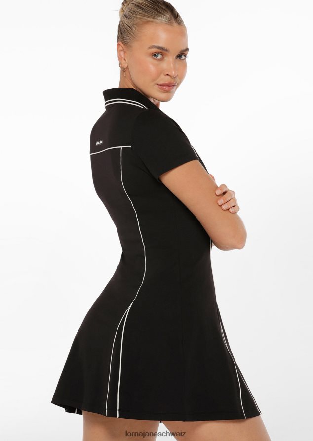 Bekleidung 202X185 Frauen Schwarz Lorna Jane Deuce Retro-Tenniskleid