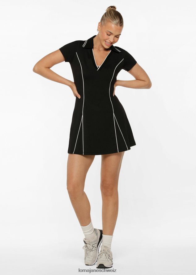 Bekleidung 202X185 Frauen Schwarz Lorna Jane Deuce Retro-Tenniskleid
