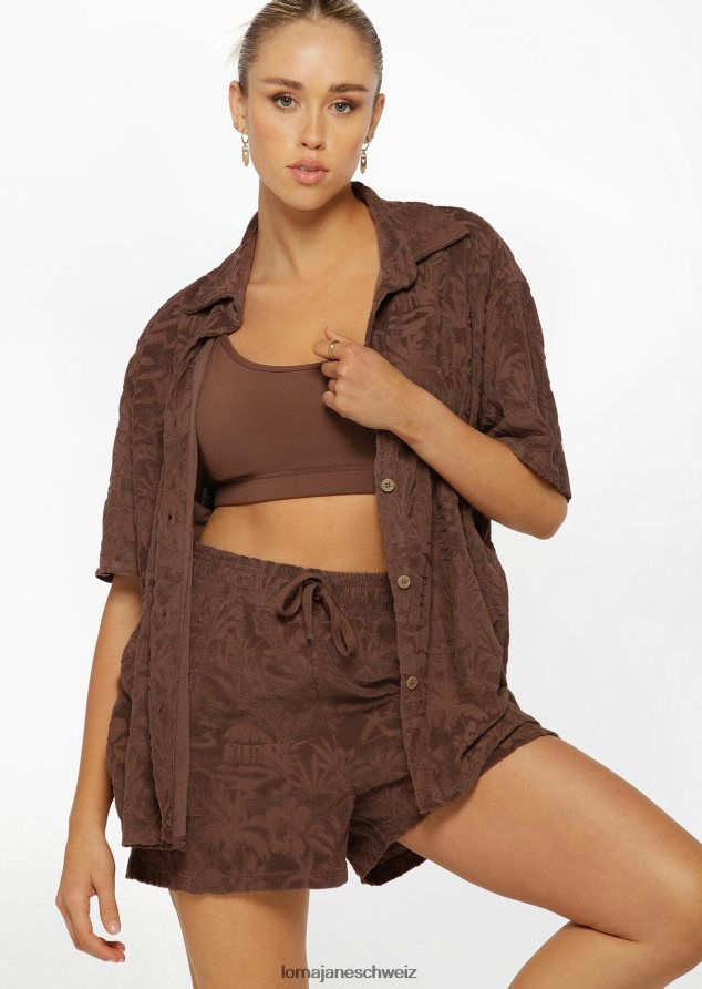 Bekleidung 202X314 Frauen Schokolade Lorna Jane staubiges Palmen-Frotteehemd