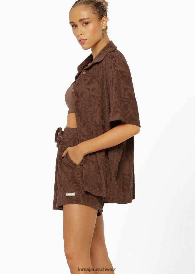 Bekleidung 202X314 Frauen Schokolade Lorna Jane staubiges Palmen-Frotteehemd
