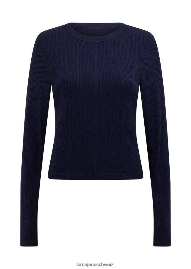 Bekleidung 202X129 Frauen Französische Marine Lorna Jane Auffälliges Active Rib-Langarmshirt