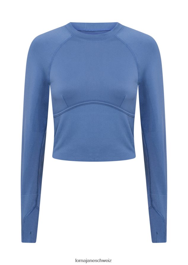 Bekleidung 202X69 Frauen trübes Blau Lorna Jane Nahtloses, konturgeschnittenes, langärmliges Oberteil