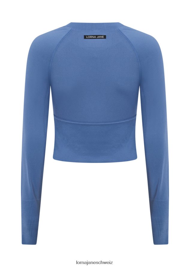 Bekleidung 202X69 Frauen trübes Blau Lorna Jane Nahtloses, konturgeschnittenes, langärmliges Oberteil
