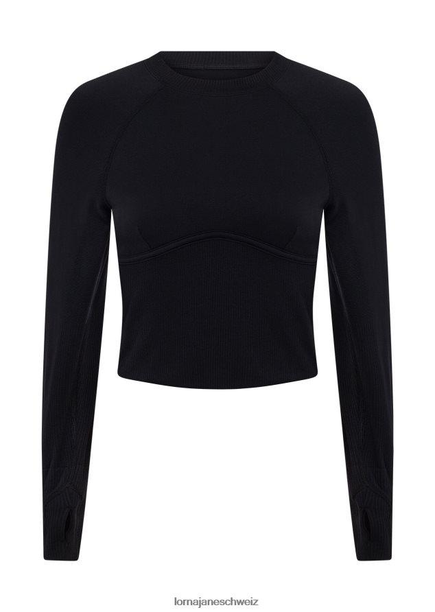 Bekleidung 202X70 Frauen Schwarz Lorna Jane Nahtloses, konturgeschnittenes, langärmliges Oberteil