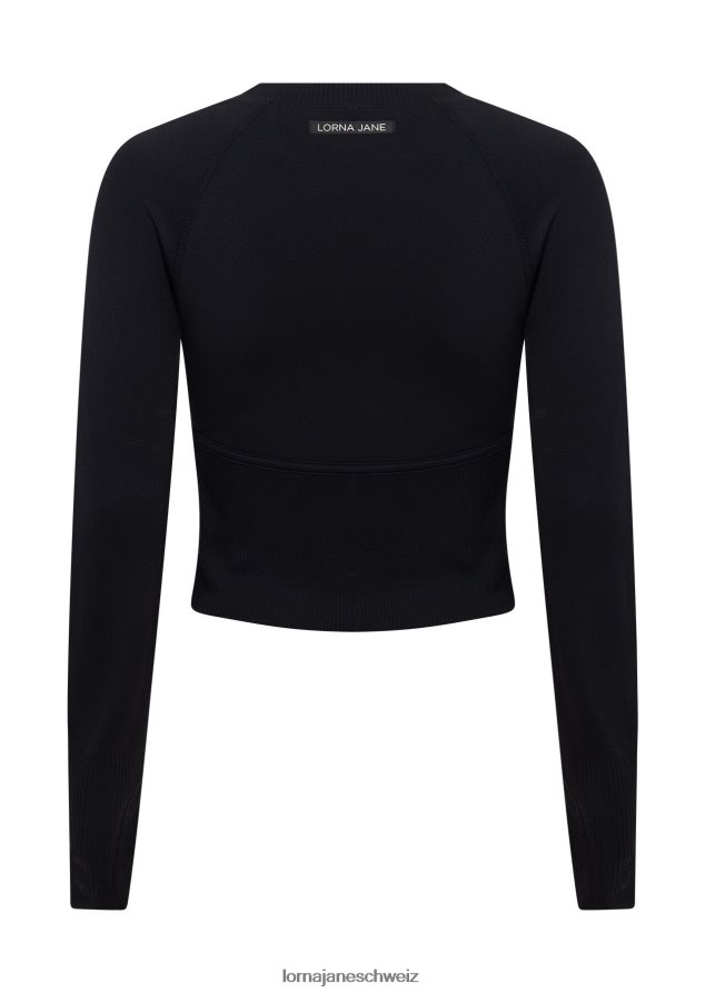 Bekleidung 202X70 Frauen Schwarz Lorna Jane Nahtloses, konturgeschnittenes, langärmliges Oberteil