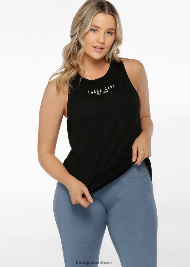 Bekleidung 202X16 Frauen Schwarz Lorna Jane Zurückdrehender aktiver Tank