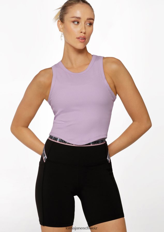 Bekleidung 202X220 Frauen heller Lavendel Lorna Jane Aktives, geripptes Tanktop mit U-Ausschnitt