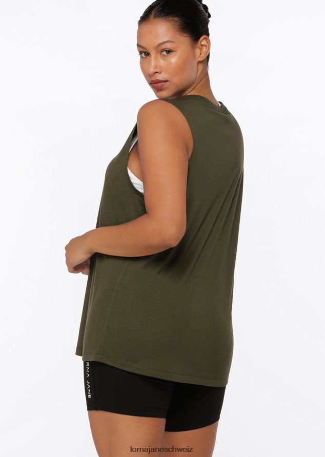 Bekleidung 202X438 Frauen Luxusgrün Lorna Jane Lotus-Muskel-Tank