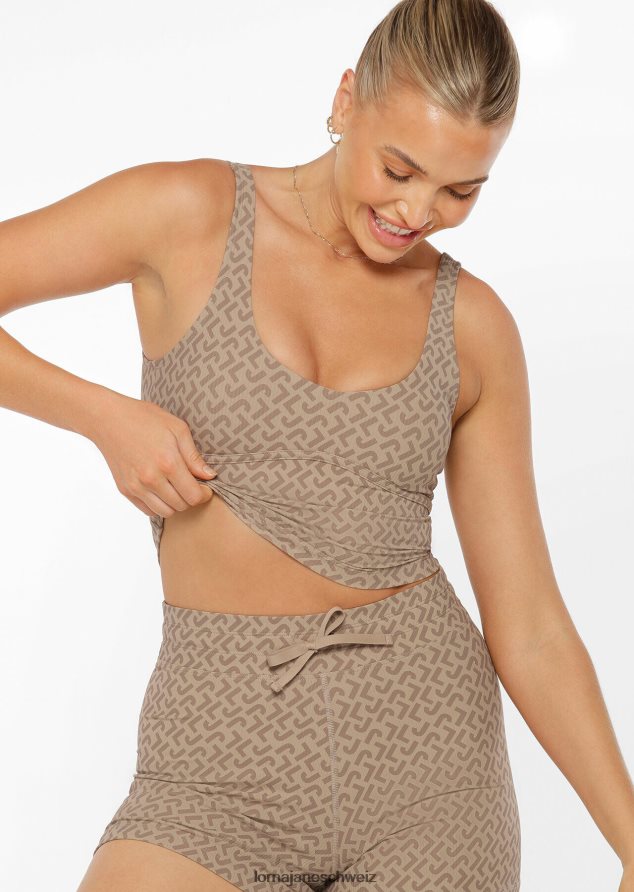 Bekleidung 202X244 Frauen Monogrammdruck Lorna Jane monogrammatische Ripp-BH-Tank-Kombination