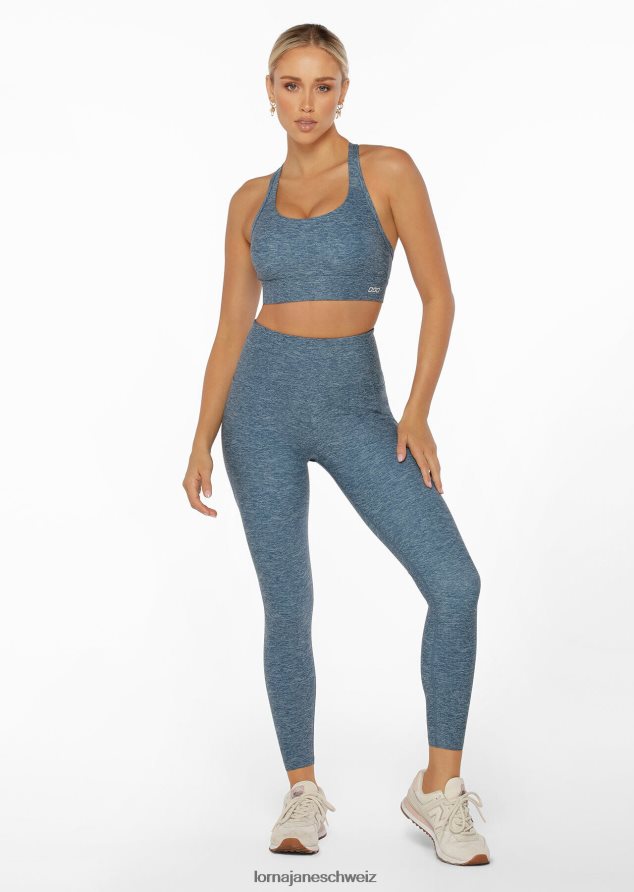 Bekleidung 202X474 Frauen verwaschener blauer Mergeldruck Lorna Jane Kompressions- und Kompakt-Sport-BH