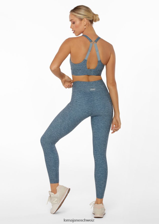 Bekleidung 202X474 Frauen verwaschener blauer Mergeldruck Lorna Jane Kompressions- und Kompakt-Sport-BH