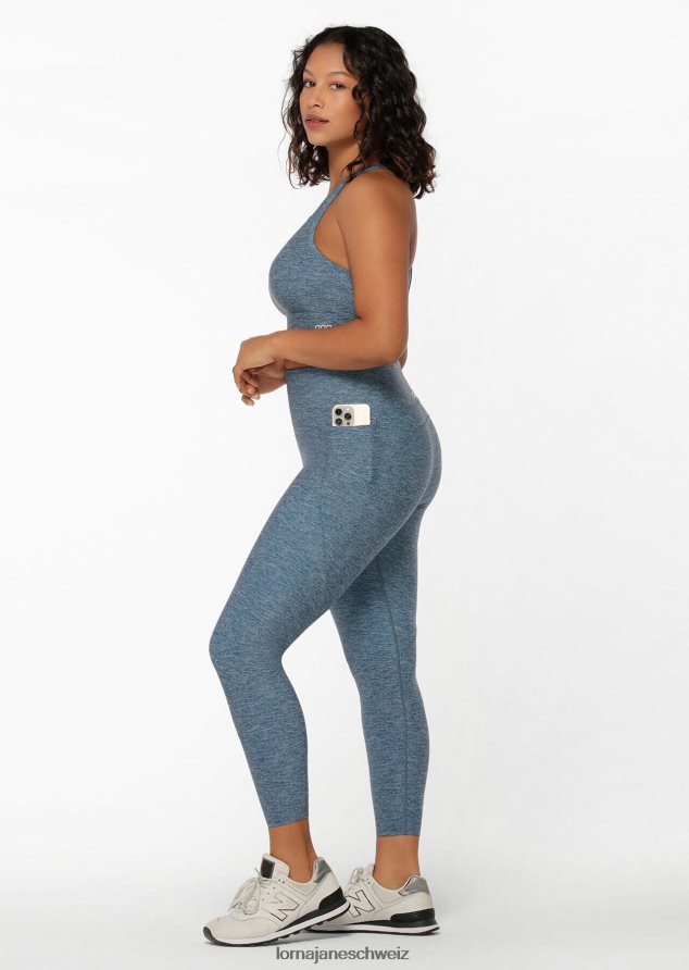 Bekleidung 202X474 Frauen verwaschener blauer Mergeldruck Lorna Jane Kompressions- und Kompakt-Sport-BH