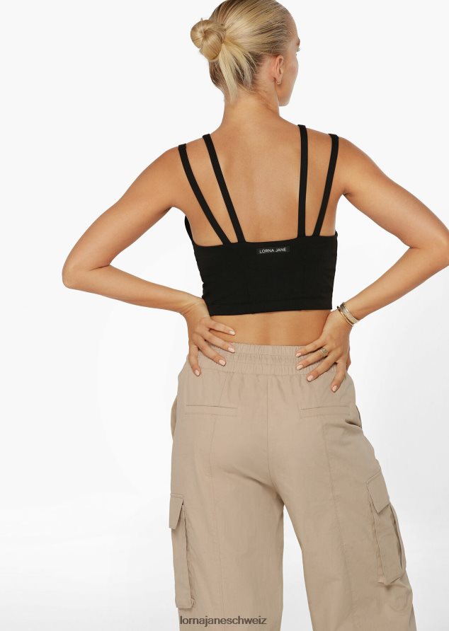 Bekleidung 202X58 Frauen Schwarz Lorna Jane Elemente recycelte, kurz geschnittene Aktiv-BH-Tank-Kombination