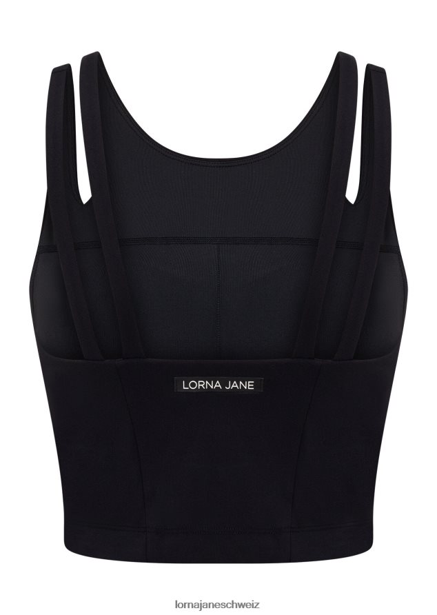 Bekleidung 202X58 Frauen Schwarz Lorna Jane Elemente recycelte, kurz geschnittene Aktiv-BH-Tank-Kombination
