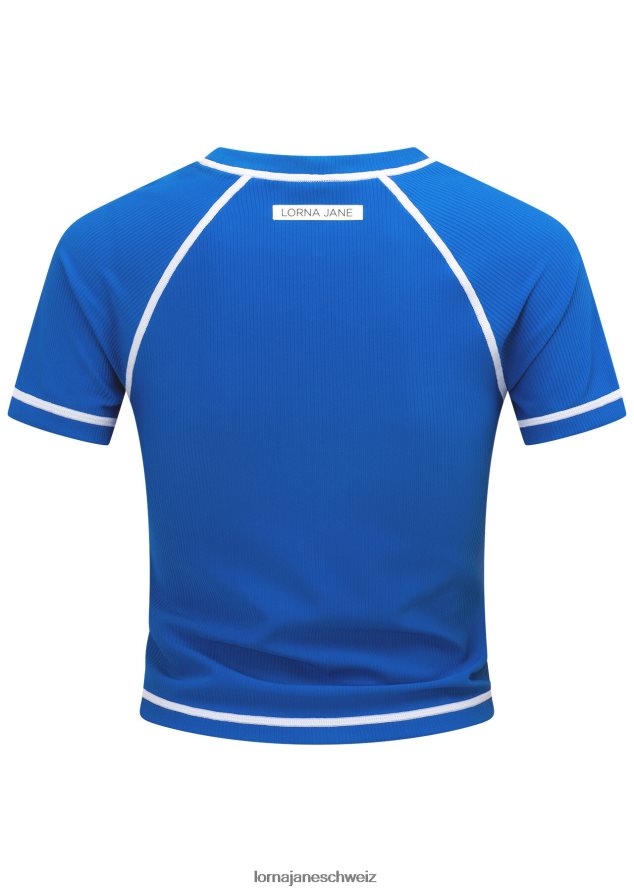 Bekleidung 202X130 Frauen Kobaltblau Lorna Jane Auffälliges, aktives Ripp-T-Shirt