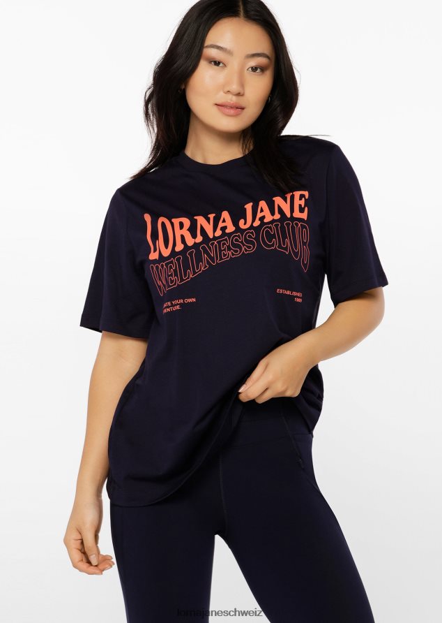 Bekleidung 202X164 Frauen Französische Marine Lorna Jane Wellness Club Transdry entspanntes T-Shirt