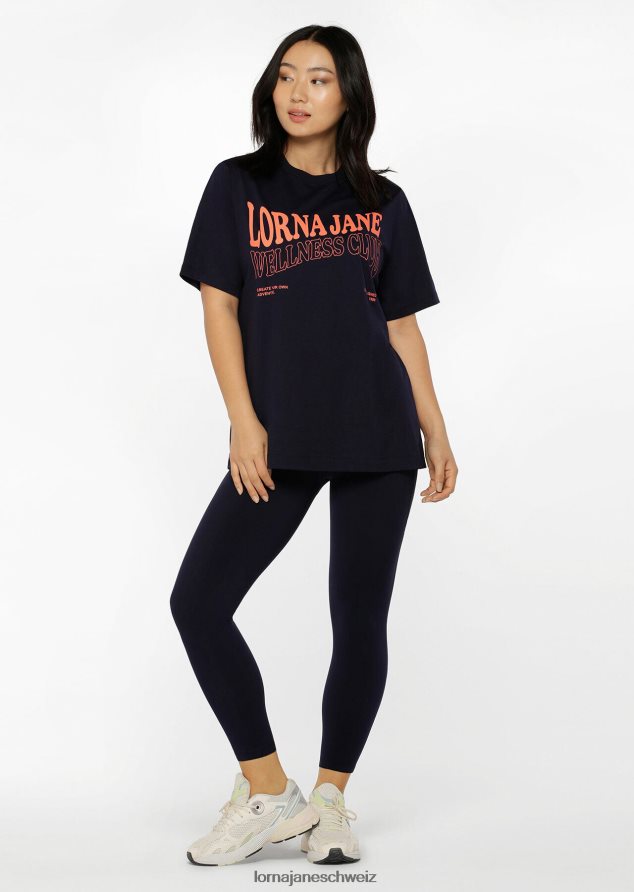Bekleidung 202X164 Frauen Französische Marine Lorna Jane Wellness Club Transdry entspanntes T-Shirt